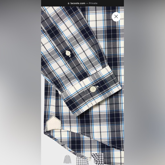 Lacoste Gingham Print Button Down Shirt Size:42 (Men’s L) - Picture 7 of 8